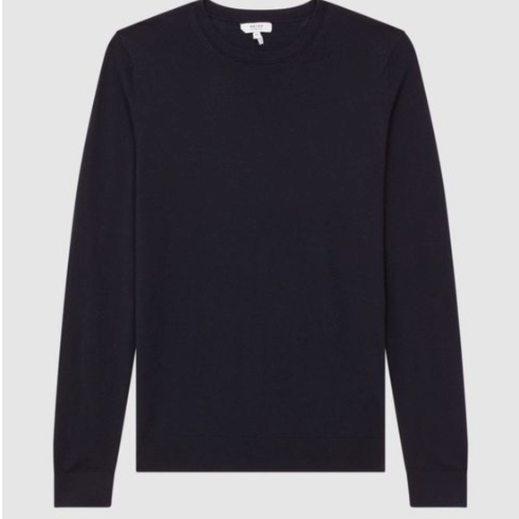 NWT Reiss Navy Blue Merino Wool Wessex Crewneck Sweater - Picture 8 of 9